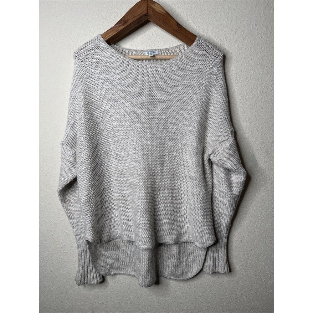 Susina Womens Hi-Low Sweater Size L Oatmeal Beige Long Sleeve Relaxed Pullover - Picture 2 of 10